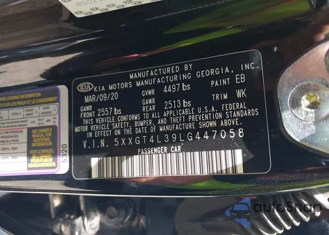 2020 Kia Optima S from USA, damaged, VIN 5XXGT4L39LG447058